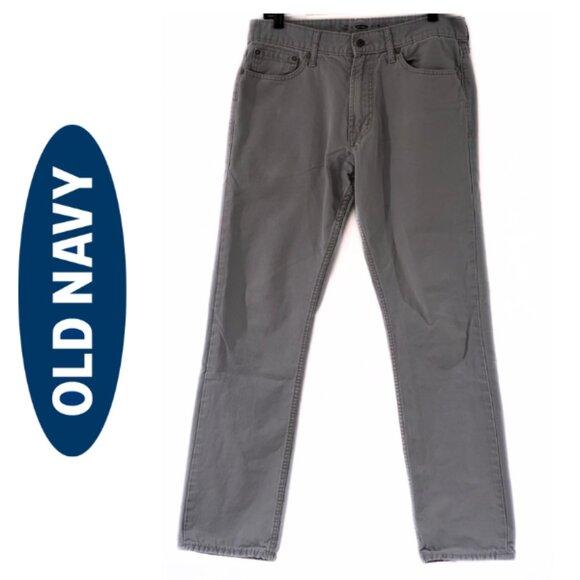 Old Navy Slim Five-Pocket Pants, Light Gray, 32 x 32 - Picture 2 of 4